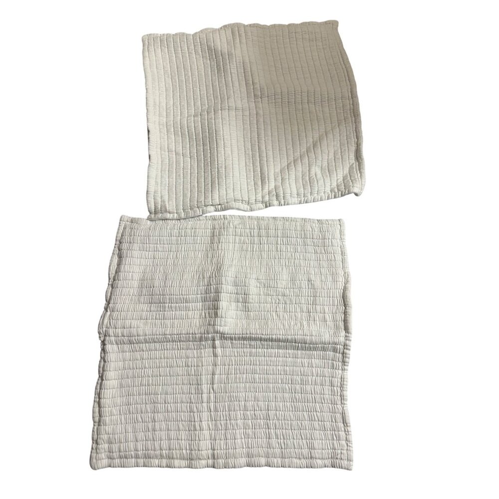 2 Pine Cone Hill Euro Pillow Shams White Cotton Quilted Soft Modern Farmhouse